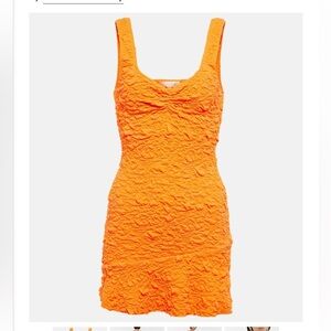 LoveShackFancy Vibrant Orange Textured Mini Dress